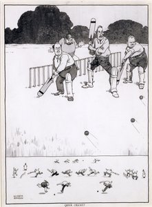 Quick Cricket, a New Method for Giving Both Sides a Chance, an Illustration for The Bystander, May 1927